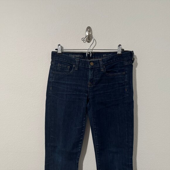 J Crew Low Rise Toothpick Skinny Ankle Jeans Dark Wash Stretch Sz 27 (31x28) EUC - Picture 3 of 13